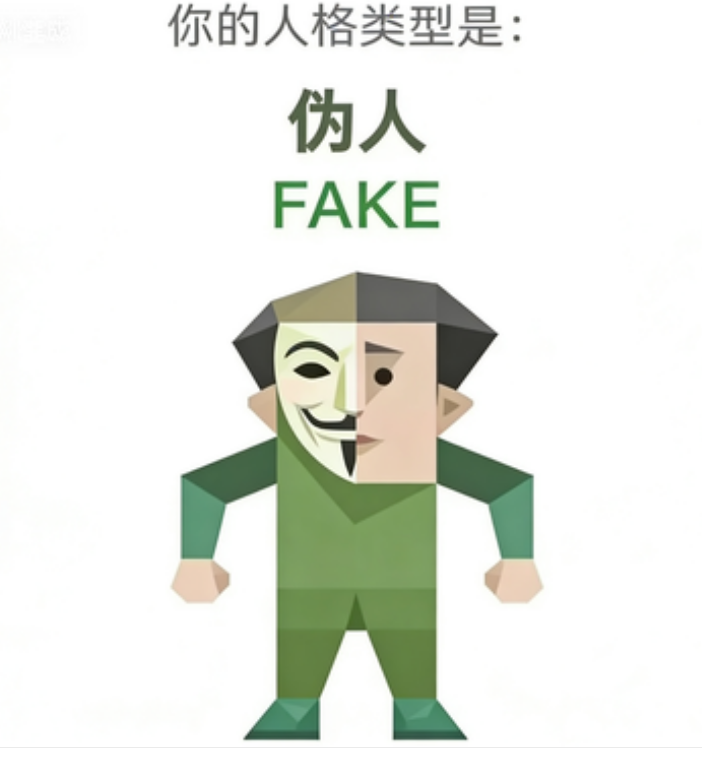 SBTI 人格测试 · 伪人（FAKE）插画