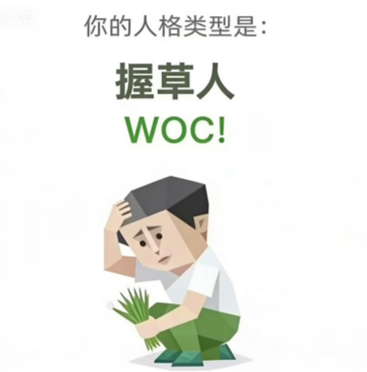 SBTI 人格测试 · 握草人（WOC!）插画